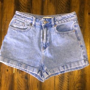 High waisted denim shorts